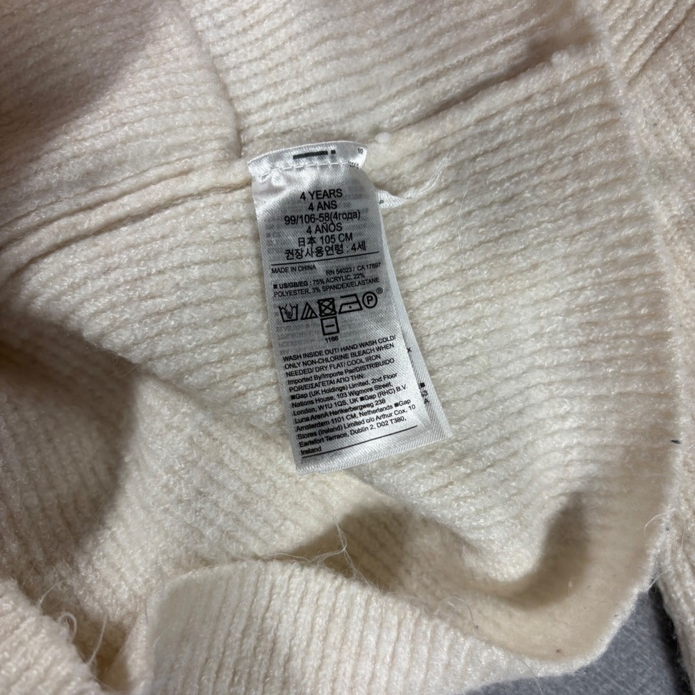 Baby Gap Toddler Girls Cream Ribbed Knit Sweater Dress Pockets Size 4T - Picture 5 of 8